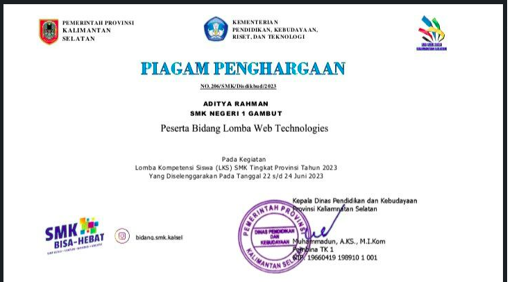 Peserta LKS SMK Tingkat Provinsi (Web Technologies)